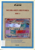 Cubierta del libro Musikaren Historia (Elhuyar; Elkar, D.L. 1988)
